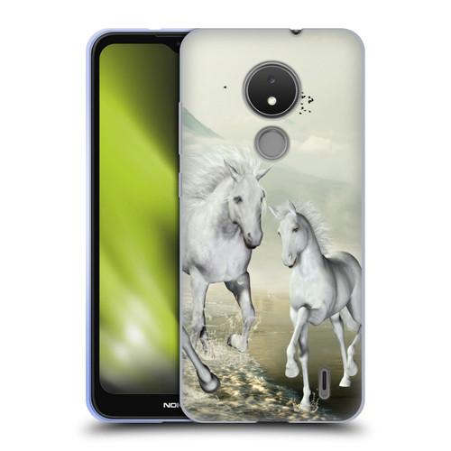 Simone Gatterwe Horses White On The Beach Soft Gel Case for Nokia C21