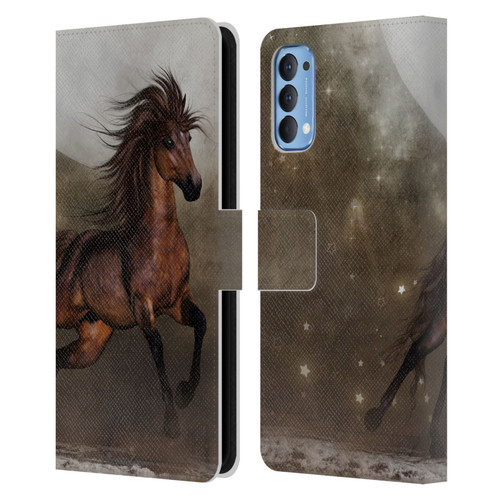 Simone Gatterwe Horses Brown Leather Book Wallet Case Cover For OPPO Reno 4 5G