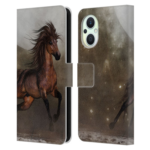 Simone Gatterwe Horses Brown Leather Book Wallet Case Cover For OPPO Reno8 Lite