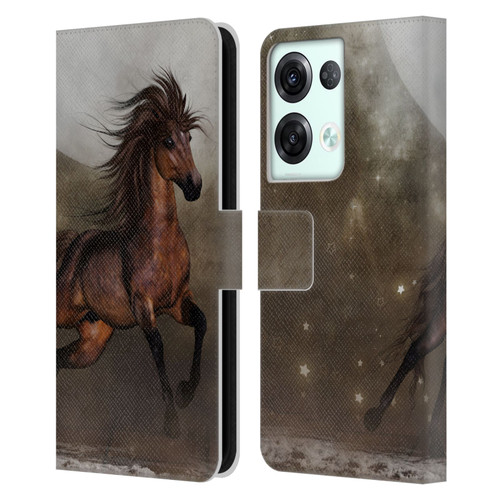 Simone Gatterwe Horses Brown Leather Book Wallet Case Cover For OPPO Reno8 Pro