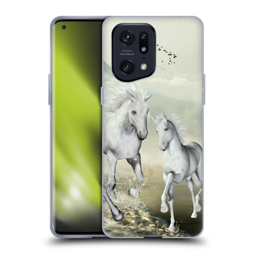 Simone Gatterwe Horses White On The Beach Soft Gel Case for OPPO Find X5 Pro