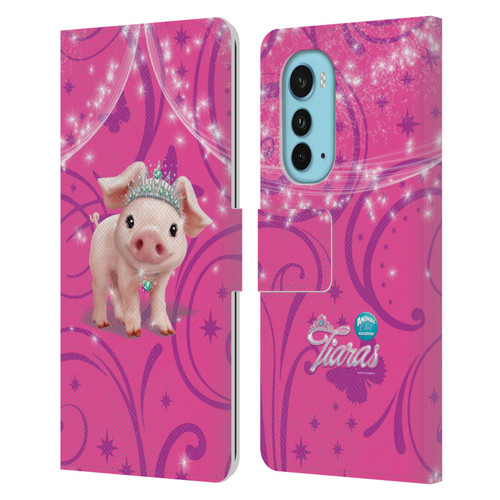 Animal Club International Pet Royalties Pig Leather Book Wallet Case Cover For Motorola Edge (2022)