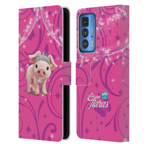 Animal Club International Pet Royalties Pig Leather Book Wallet Case Cover For Motorola Edge 20 Pro