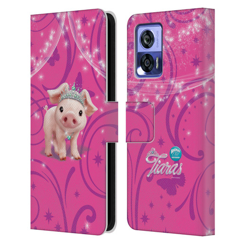 Animal Club International Pet Royalties Pig Leather Book Wallet Case Cover For Motorola Edge 30 Neo 5G