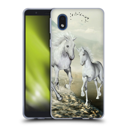 Simone Gatterwe Horses White On The Beach Soft Gel Case for Samsung Galaxy A01 Core (2020)