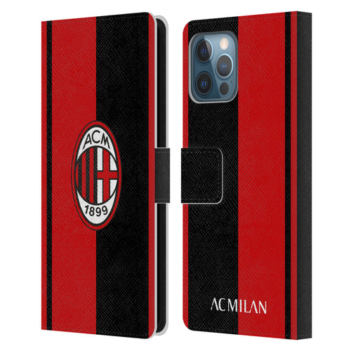 AC Milan Crest Red And Black Leather Book Wallet Case Cover For Apple iPhone 12 Pro Max