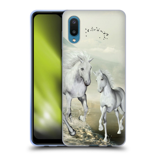 Simone Gatterwe Horses White On The Beach Soft Gel Case for Samsung Galaxy A02/M02 (2021)