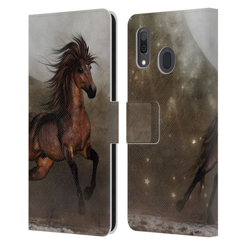 Simone Gatterwe Horses Brown Leather Book Wallet Case Cover For Samsung Galaxy A33 5G (2022)