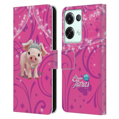 Animal Club International Pet Royalties Pig Leather Book Wallet Case Cover For OPPO Reno8 Pro