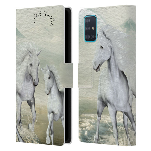 Simone Gatterwe Horses White On The Beach Leather Book Wallet Case Cover For Samsung Galaxy A51 (2019)