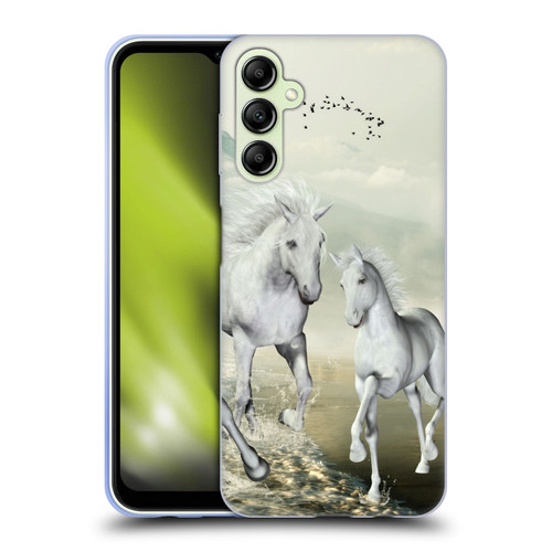 Simone Gatterwe Horses White On The Beach Soft Gel Case for Samsung Galaxy A14 5G
