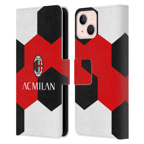 AC Milan Crest Ball Leather Book Wallet Case Cover For Apple iPhone 13
