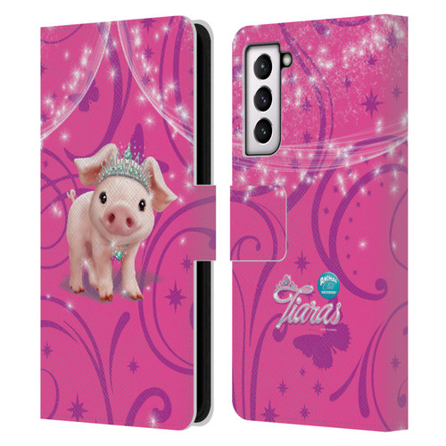 Animal Club International Pet Royalties Pig Leather Book Wallet Case Cover For Samsung Galaxy S21 5G