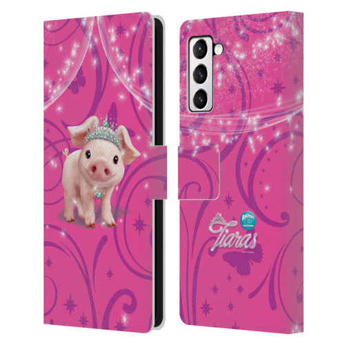 Animal Club International Pet Royalties Pig Leather Book Wallet Case Cover For Samsung Galaxy S21+ 5G
