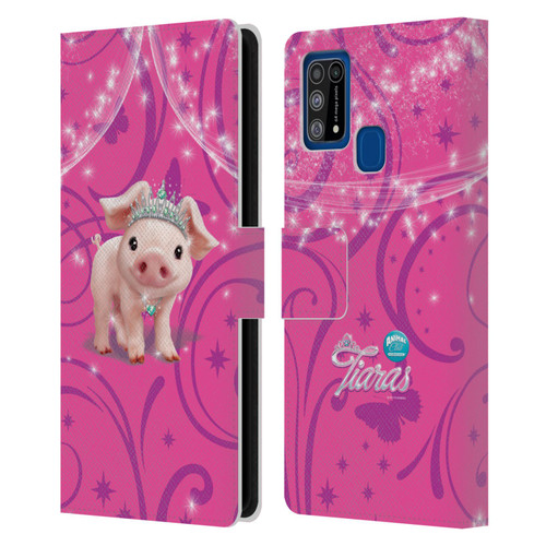 Animal Club International Pet Royalties Pig Leather Book Wallet Case Cover For Samsung Galaxy M31 (2020)