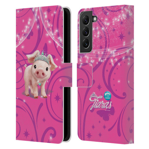 Animal Club International Pet Royalties Pig Leather Book Wallet Case Cover For Samsung Galaxy S22+ 5G