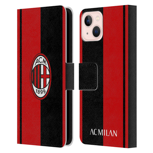 AC Milan Crest Red And Black Leather Book Wallet Case Cover For Apple iPhone 13