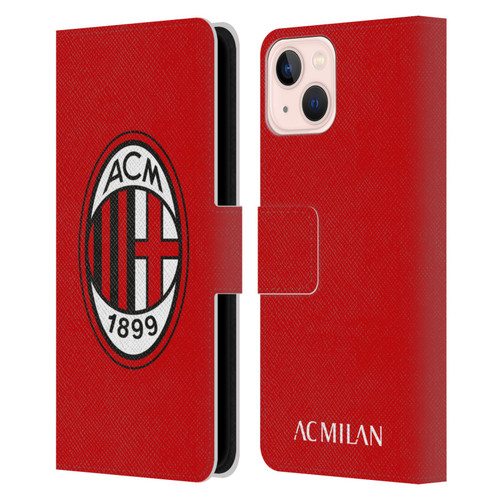 AC Milan Crest Full Colour Red Leather Book Wallet Case Cover For Apple iPhone 13