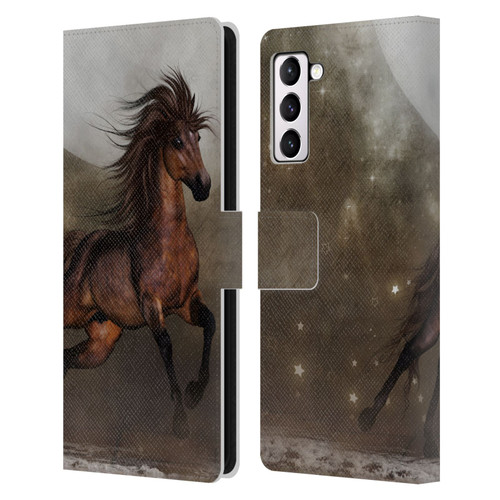 Simone Gatterwe Horses Brown Leather Book Wallet Case Cover For Samsung Galaxy S21+ 5G