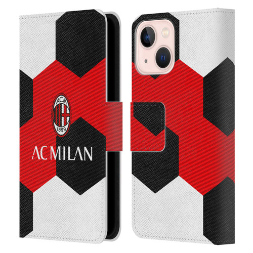 AC Milan Crest Ball Leather Book Wallet Case Cover For Apple iPhone 13 Mini