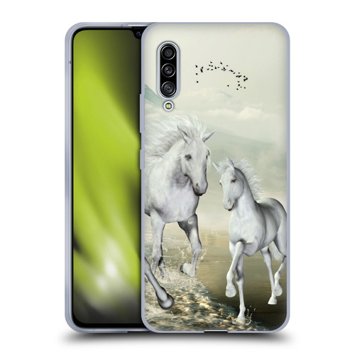 Simone Gatterwe Horses White On The Beach Soft Gel Case for Samsung Galaxy A90 5G (2019)