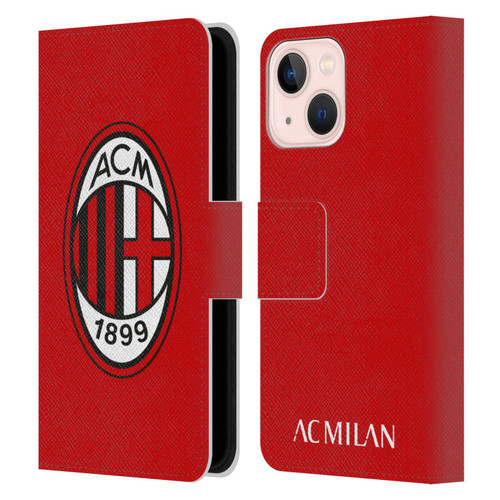 AC Milan Crest Full Colour Red Leather Book Wallet Case Cover For Apple iPhone 13 Mini
