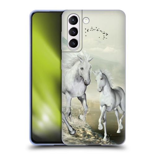 Simone Gatterwe Horses White On The Beach Soft Gel Case for Samsung Galaxy S21 5G
