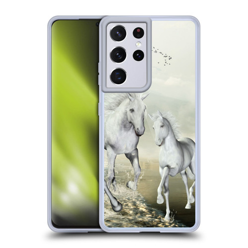 Simone Gatterwe Horses White On The Beach Soft Gel Case for Samsung Galaxy S21 Ultra 5G