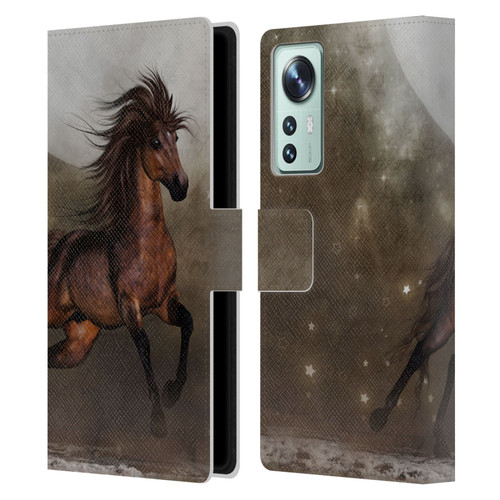 Simone Gatterwe Horses Brown Leather Book Wallet Case Cover For Xiaomi 12