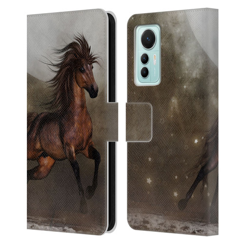 Simone Gatterwe Horses Brown Leather Book Wallet Case Cover For Xiaomi 12 Lite