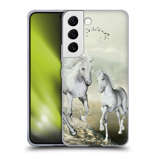 Simone Gatterwe Horses White On The Beach Soft Gel Case for Samsung Galaxy S22 5G
