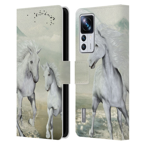 Simone Gatterwe Horses White On The Beach Leather Book Wallet Case Cover For Xiaomi 12T Pro