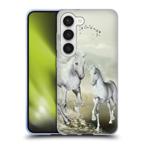 Simone Gatterwe Horses White On The Beach Soft Gel Case for Samsung Galaxy S23 5G