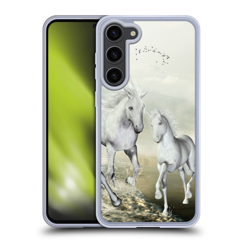 Simone Gatterwe Horses White On The Beach Soft Gel Case for Samsung Galaxy S23+ 5G