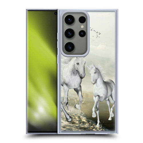 Simone Gatterwe Horses White On The Beach Soft Gel Case for Samsung Galaxy S23 Ultra 5G