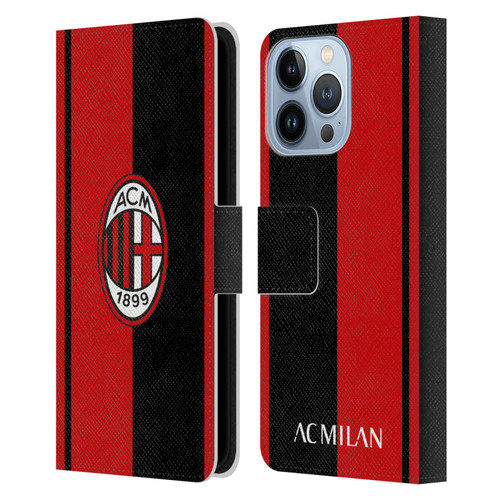 AC Milan Crest Red And Black Leather Book Wallet Case Cover For Apple iPhone 13 Pro