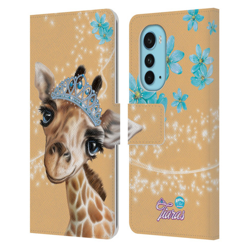 Animal Club International Royal Faces Giraffe Leather Book Wallet Case Cover For Motorola Edge (2022)