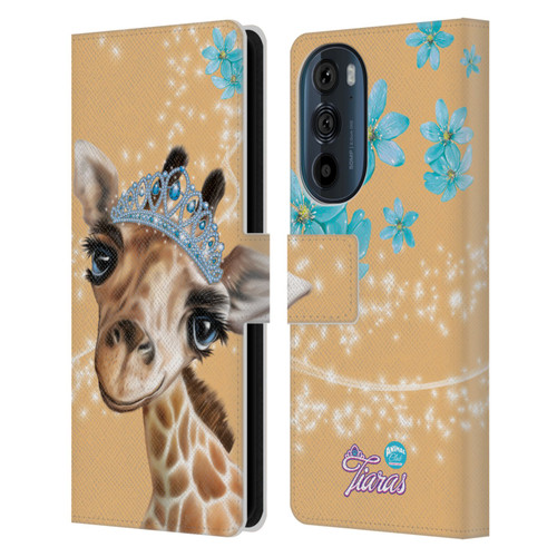 Animal Club International Royal Faces Giraffe Leather Book Wallet Case Cover For Motorola Edge 30