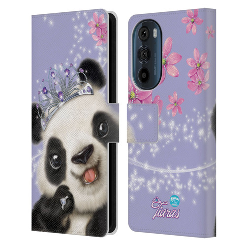 Animal Club International Royal Faces Panda Leather Book Wallet Case Cover For Motorola Edge 30