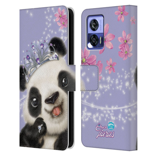 Animal Club International Royal Faces Panda Leather Book Wallet Case Cover For Motorola Edge 30 Neo 5G