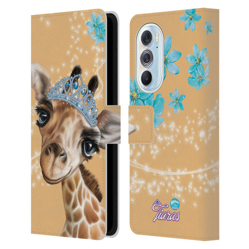 Animal Club International Royal Faces Giraffe Leather Book Wallet Case Cover For Motorola Edge X30