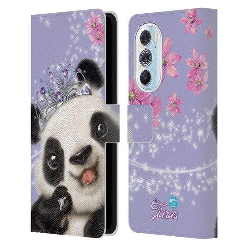 Animal Club International Royal Faces Panda Leather Book Wallet Case Cover For Motorola Edge X30