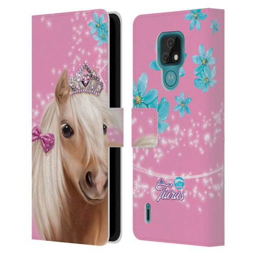 Animal Club International Royal Faces Horse Leather Book Wallet Case Cover For Motorola Moto E7