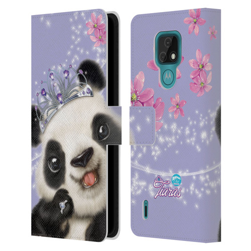 Animal Club International Royal Faces Panda Leather Book Wallet Case Cover For Motorola Moto E7