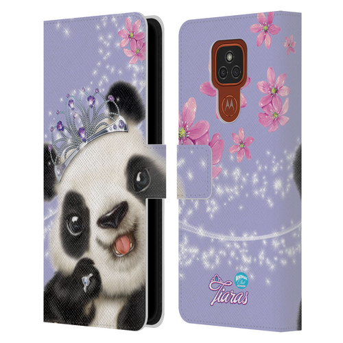 Animal Club International Royal Faces Panda Leather Book Wallet Case Cover For Motorola Moto E7 Plus