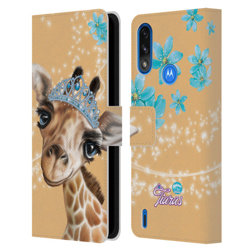 Animal Club International Royal Faces Giraffe Leather Book Wallet Case Cover For Motorola Moto E7 Power / Moto E7i Power