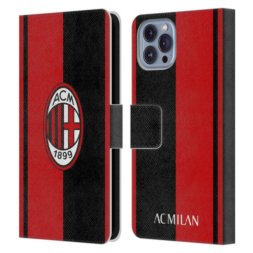AC Milan Crest Red And Black Leather Book Wallet Case Cover For Apple iPhone 14