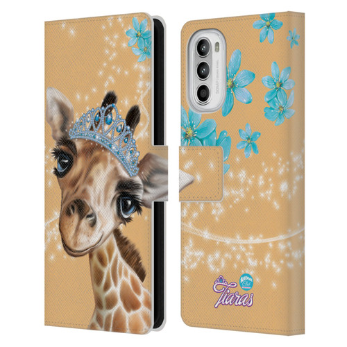 Animal Club International Royal Faces Giraffe Leather Book Wallet Case Cover For Motorola Moto G52