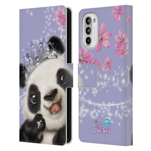 Animal Club International Royal Faces Panda Leather Book Wallet Case Cover For Motorola Moto G52