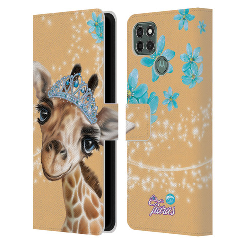 Animal Club International Royal Faces Giraffe Leather Book Wallet Case Cover For Motorola Moto G9 Power